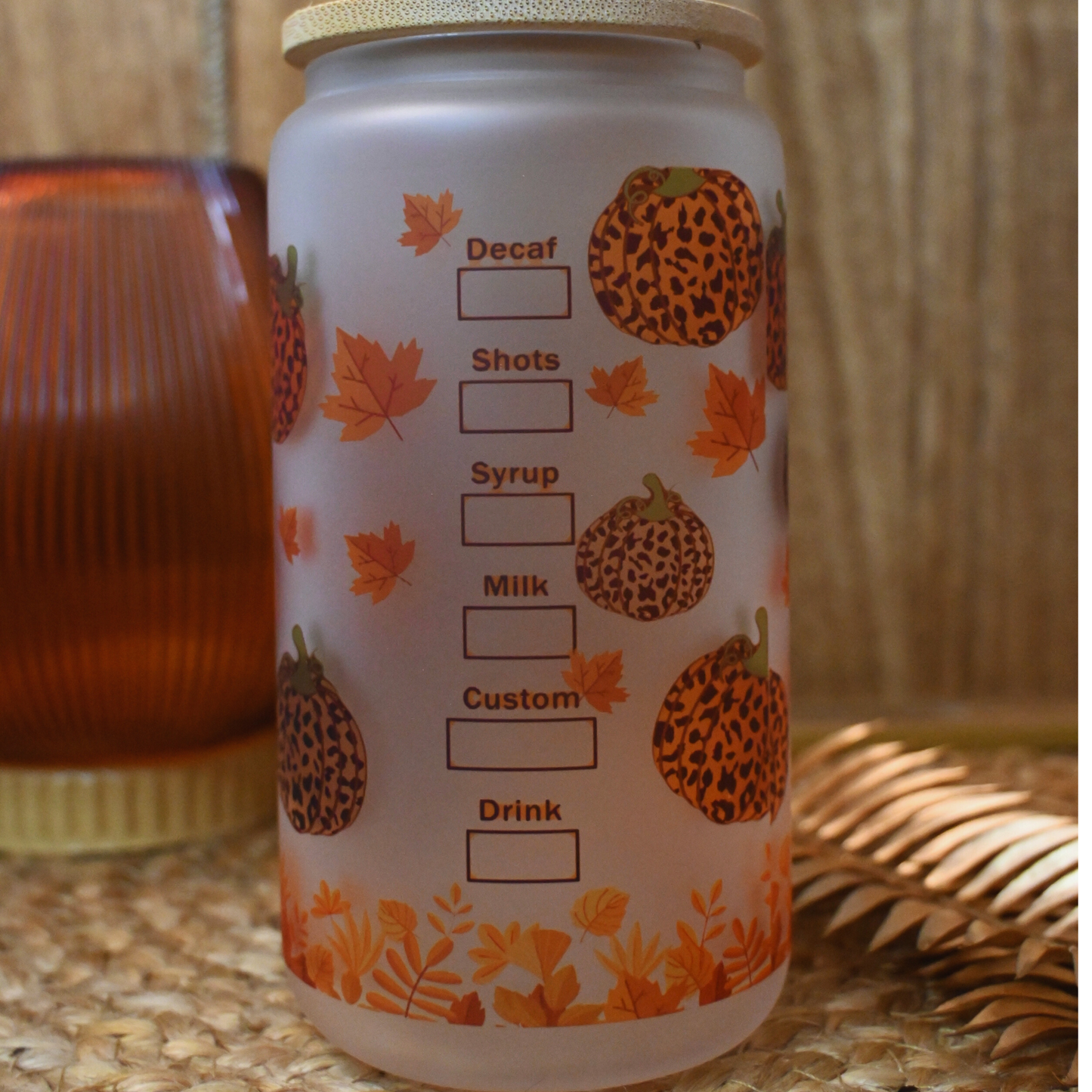 Tumbler Libbey Cup- Cheetah Pumpkin Spice
