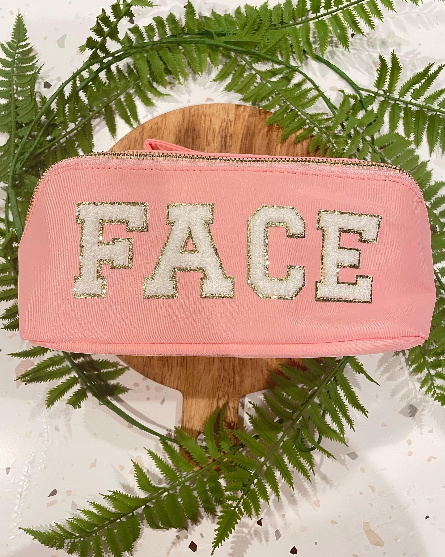 Now Available Alphabet Embroidery Patch Nylon Cosmetic Bag - "FACE"