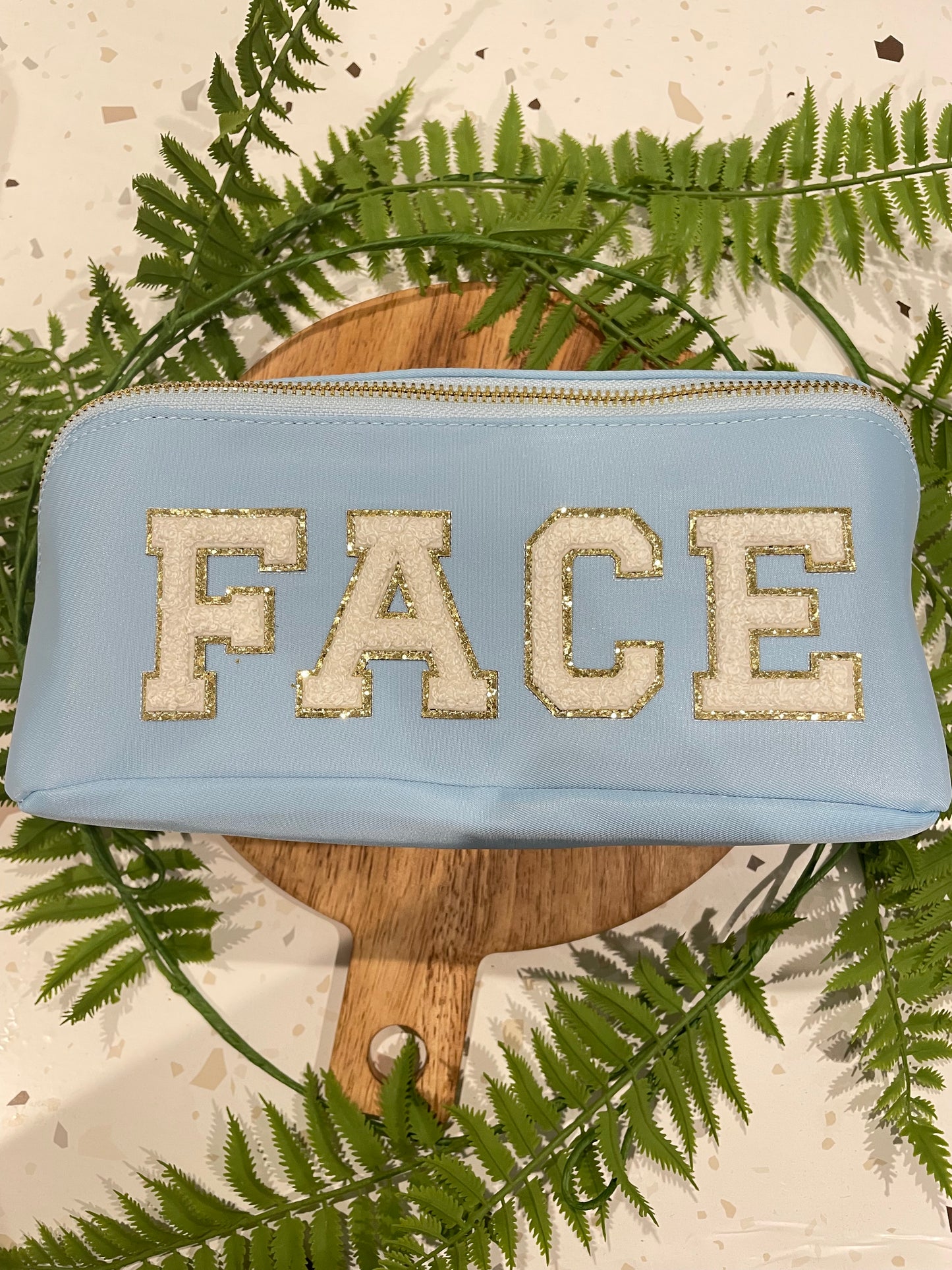 Now Available Alphabet Embroidery Patch Nylon Cosmetic Bag - "FACE"