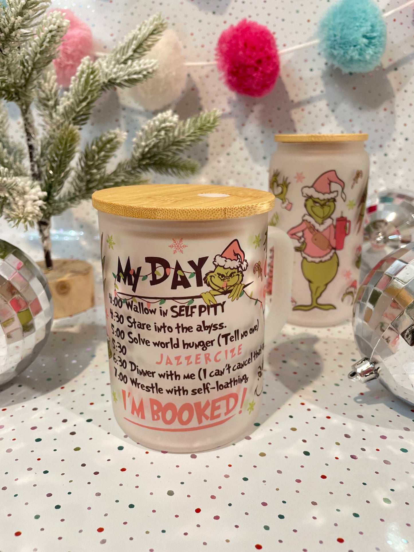 Tumbler Libbey Cup- Pinkmas Schedule -I'm Booked this Holiday
