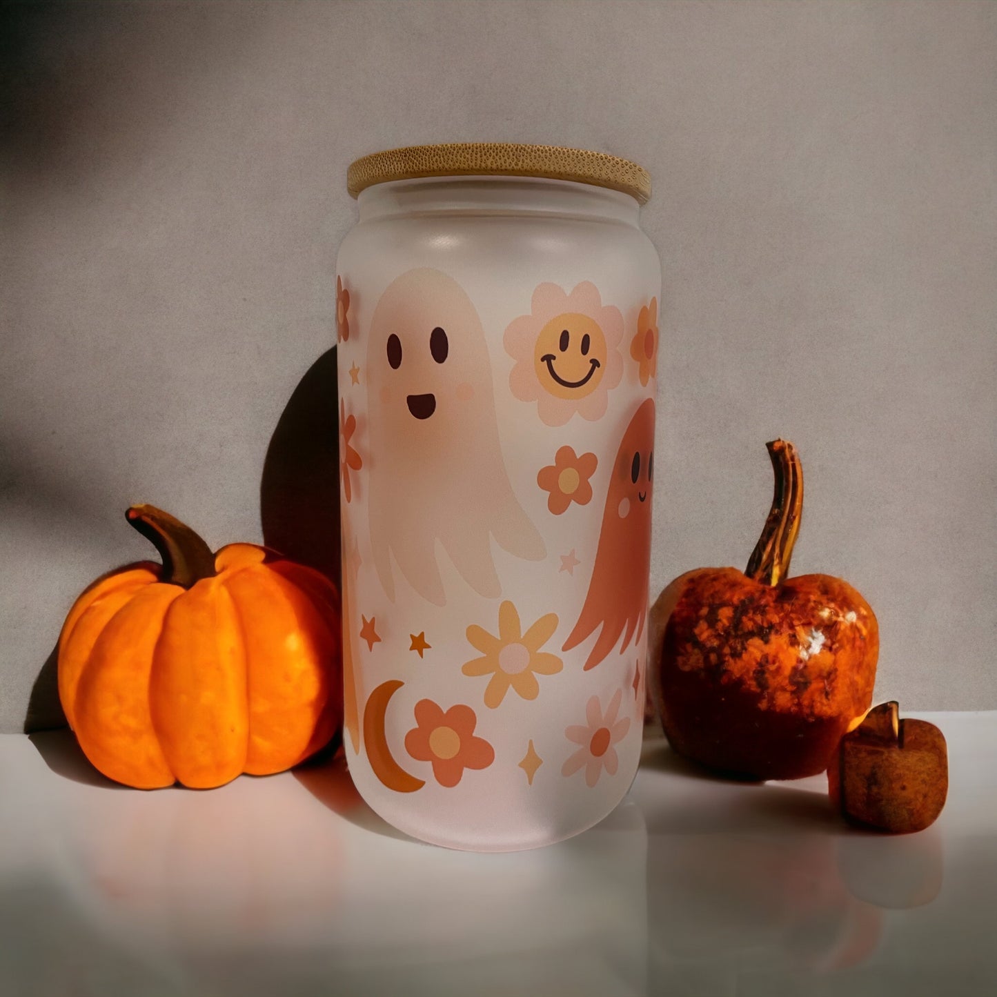 Tumbler Libbey Cup- Flower Power Ghost