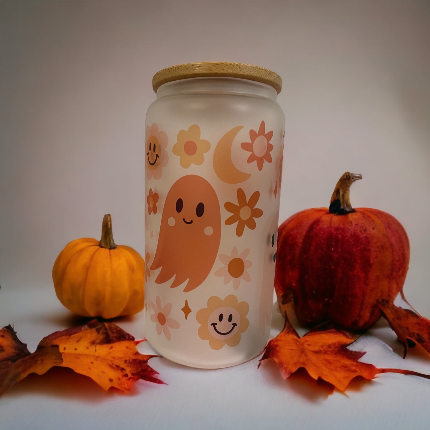 Tumbler Libbey Cup- Flower Power Ghost