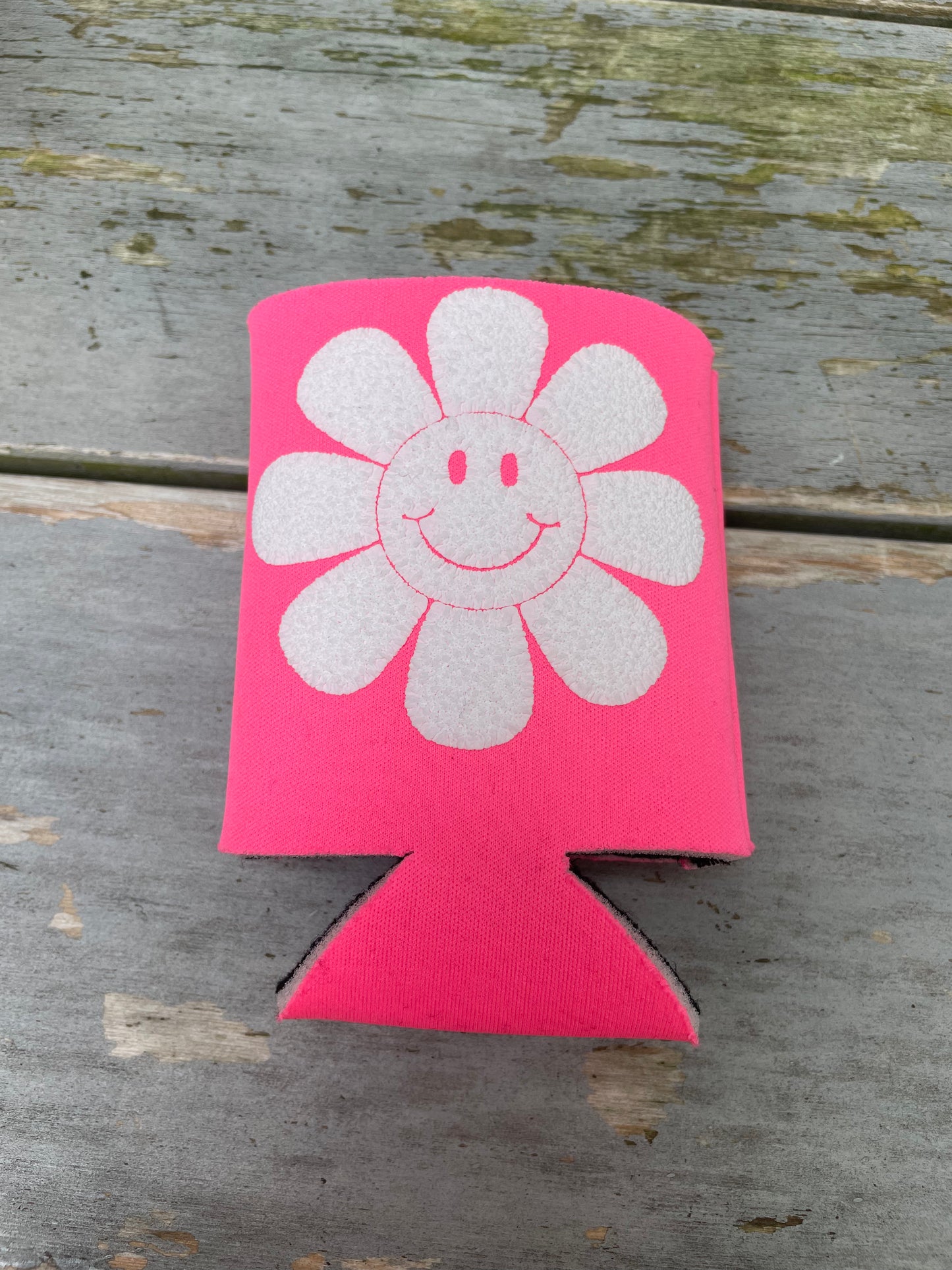 12 oz Can Koozie - Puff Flower Smile - Insulated Beverage Holder