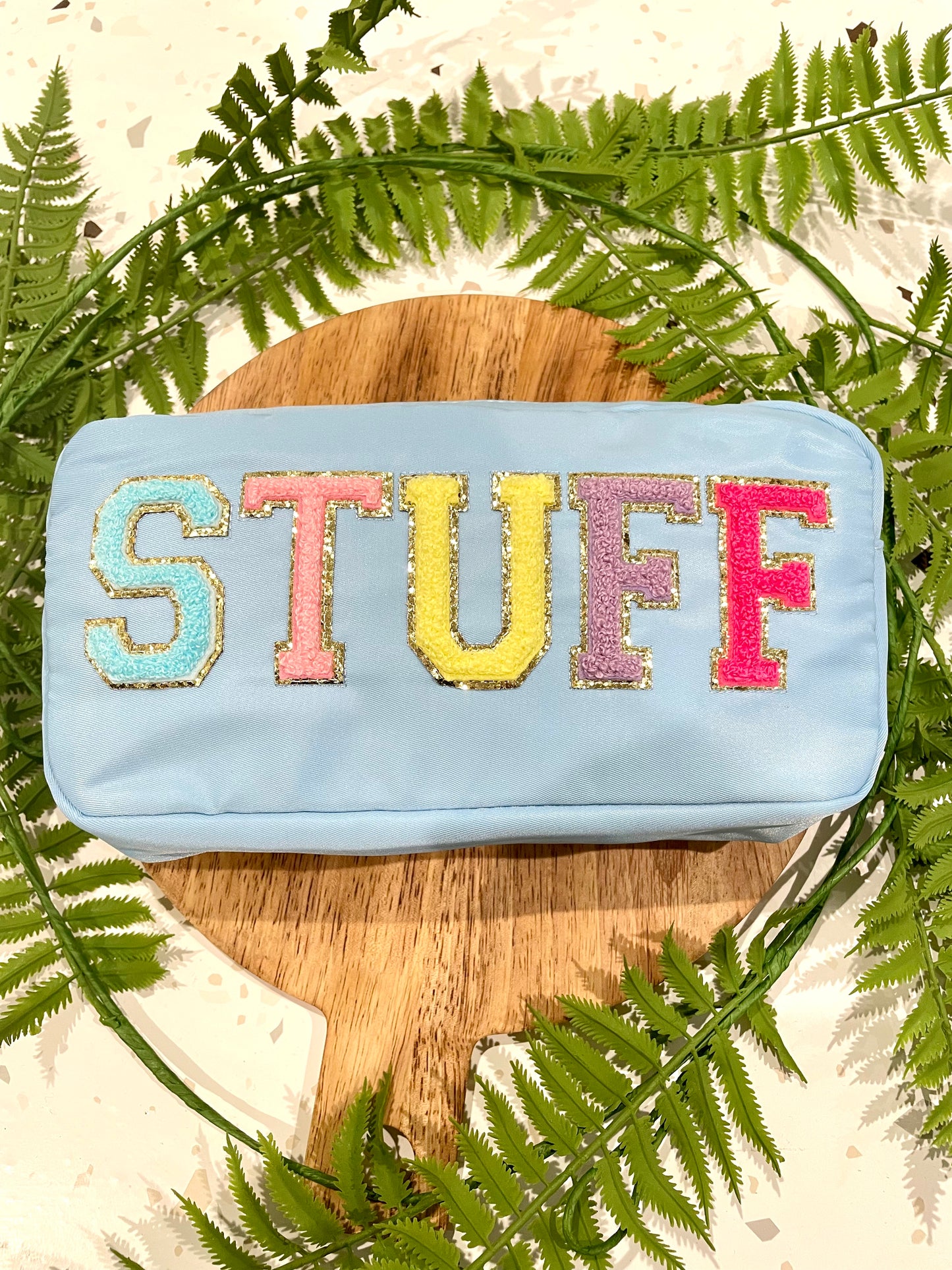 Embroidery Patch Nylon Cosmetic Bag |STUFF Bag | Soft Girl Aesthetic