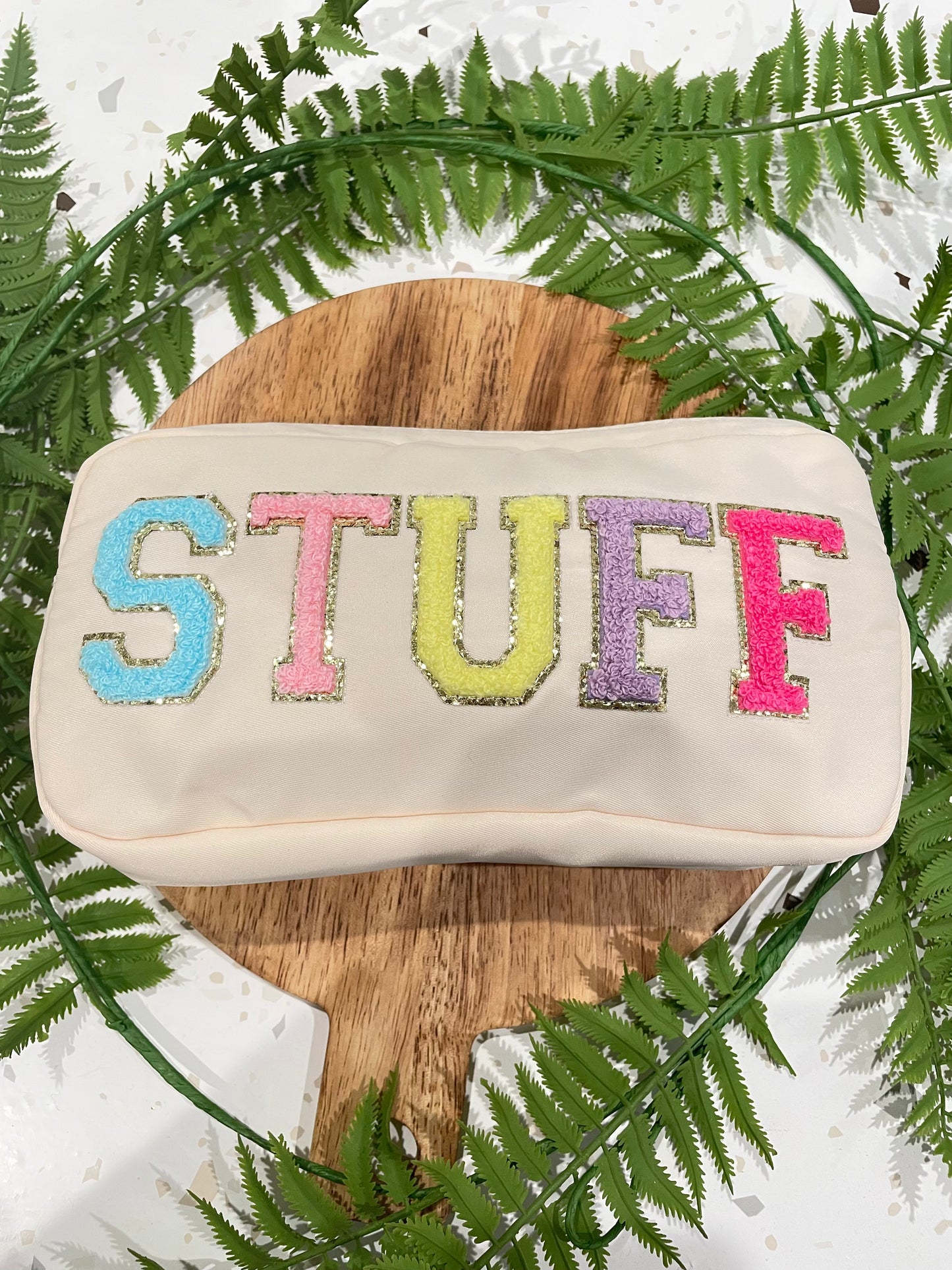 Embroidery Patch Nylon Cosmetic Bag |STUFF Bag | Soft Girl Aesthetic