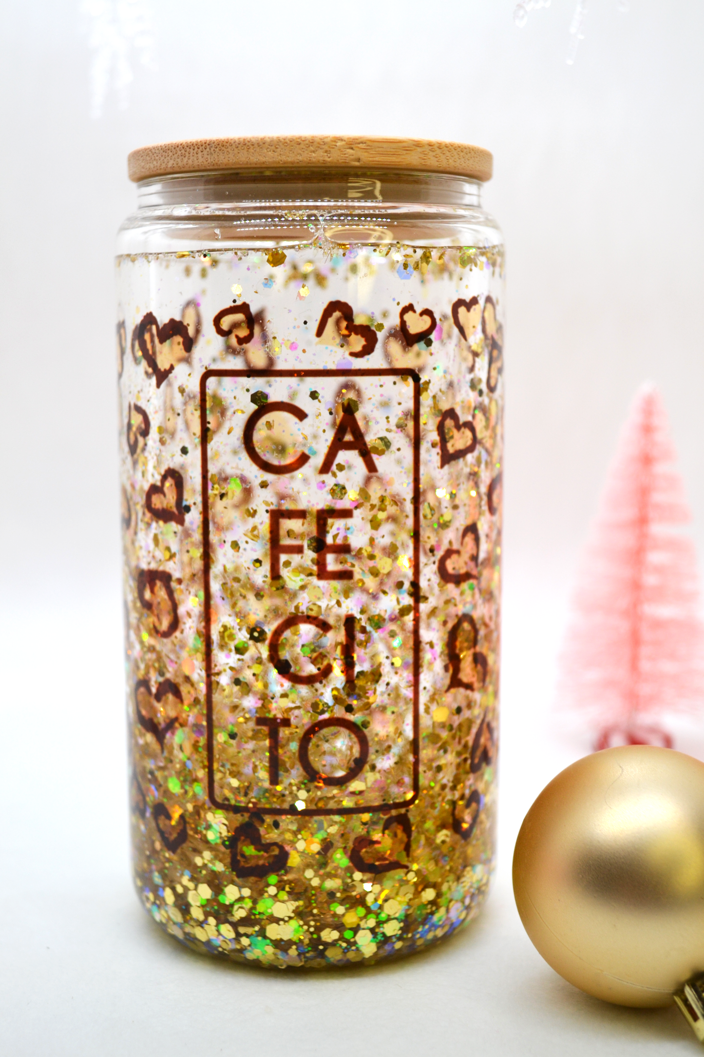 16 oz Libbey Glass- Cafecito Glitter Snow Globe