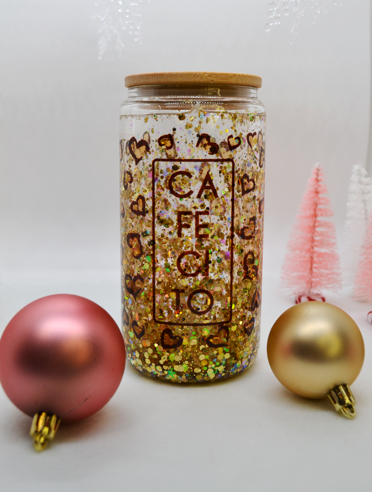 16 oz Libbey Glass- Cafecito Glitter Snow Globe