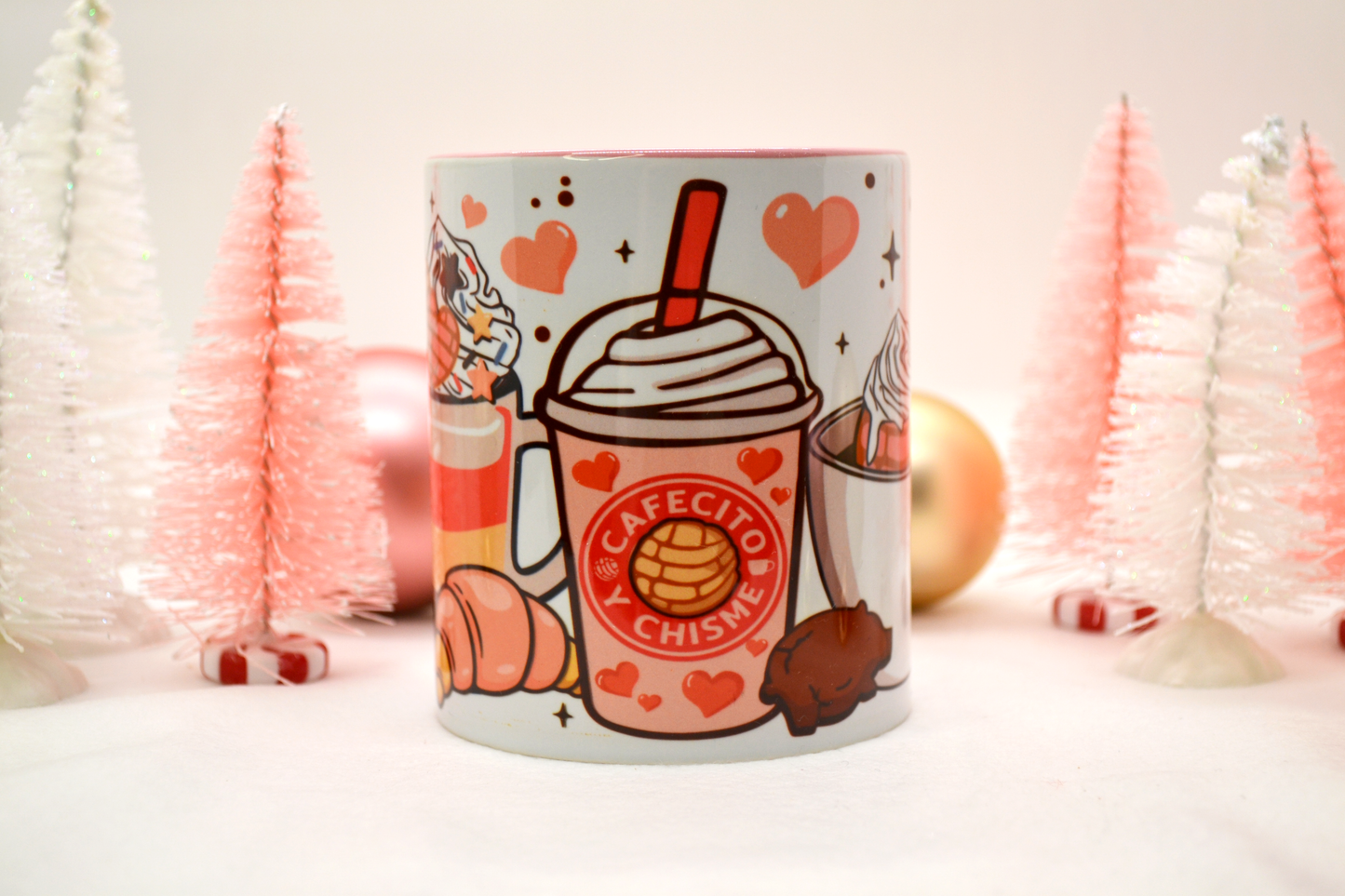 Pink Heart Mug - Cafecito y Chisme