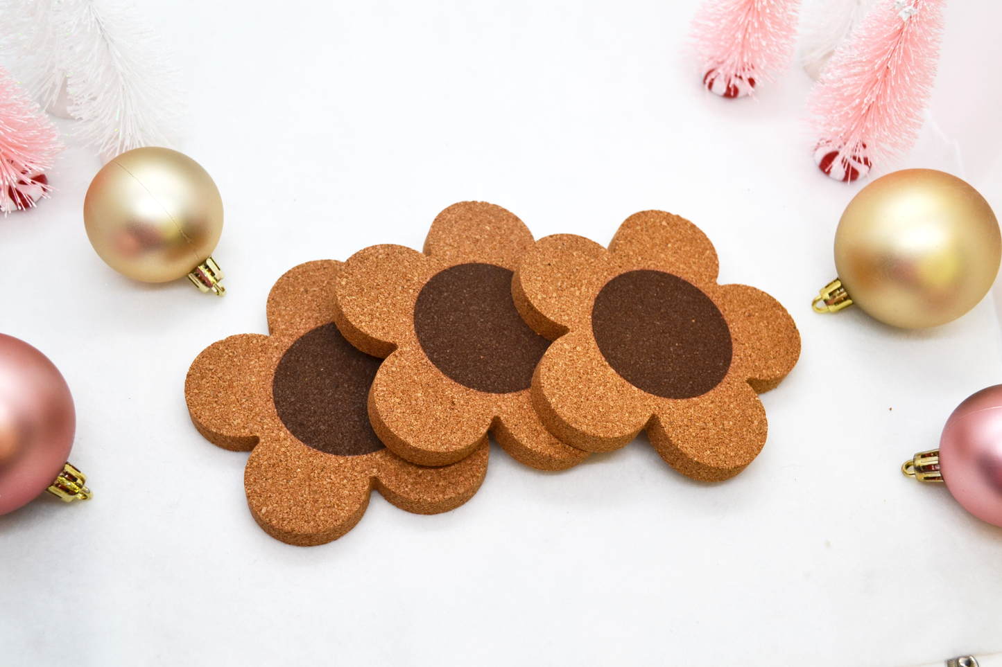 Cork Drink Coasters - Smiley Face Coaster, Flower Coaster