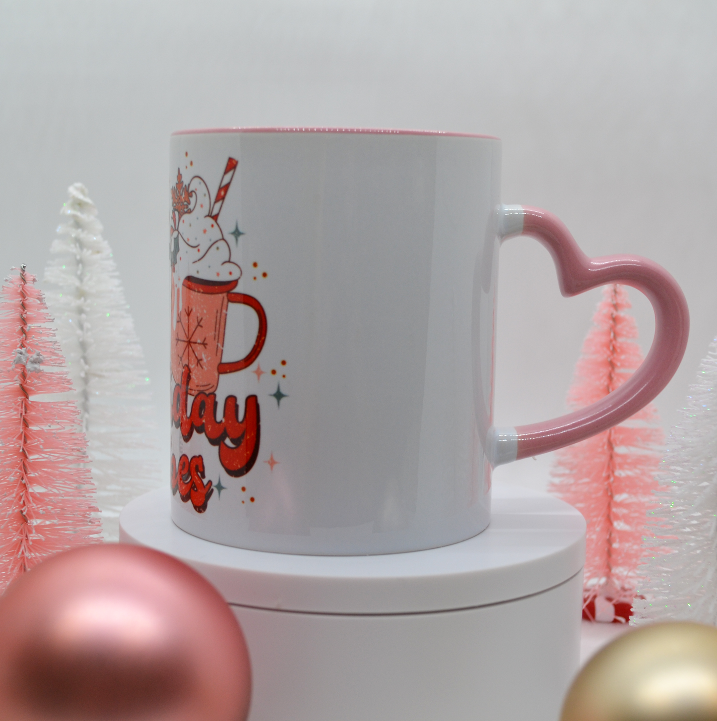 Pink Heart Mug- Holiday Vibes