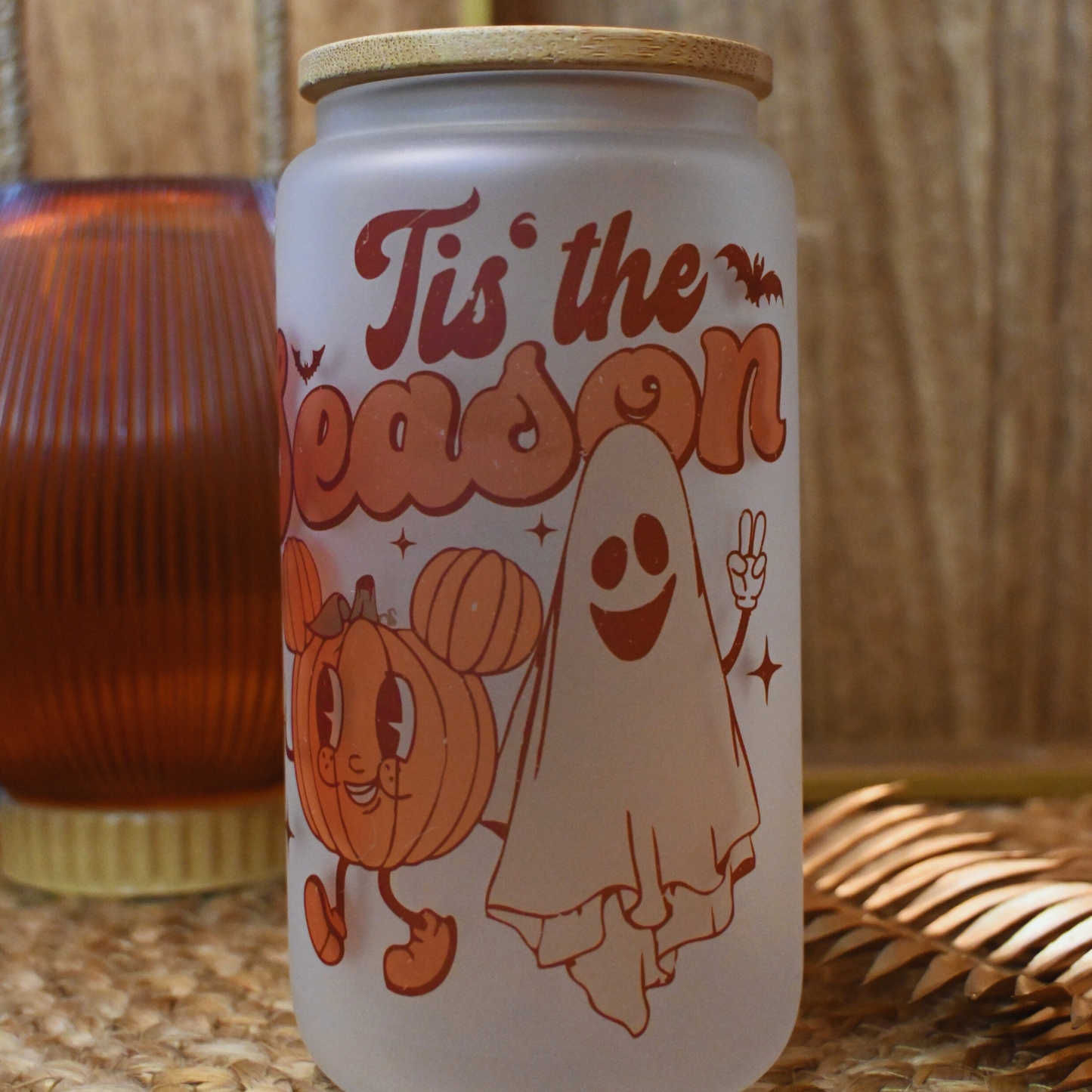 Tumbler Libbey Cup- Tis the season Ghost and Pumpkin