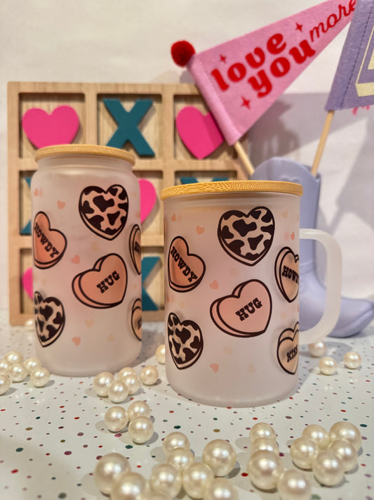 Tumbler Libbey Cup- Howdy, Valentines Day, Love, XOXO - Gift for him and her