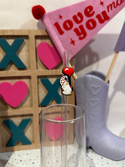 Straw Charm - Love Gnome with Heart Balloon