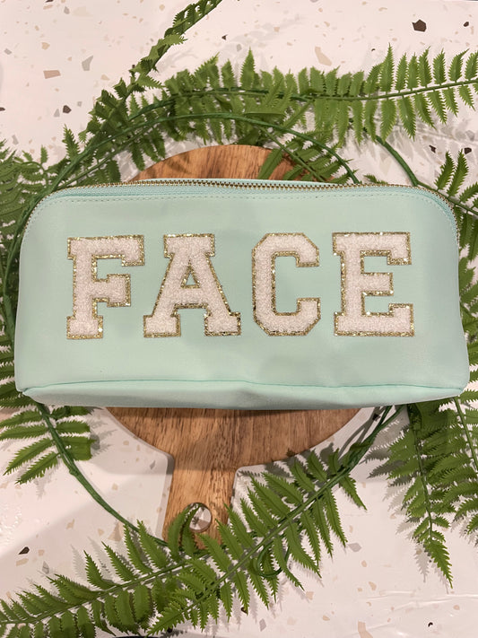 Now Available Alphabet Embroidery Patch Nylon Cosmetic Bag - "FACE"