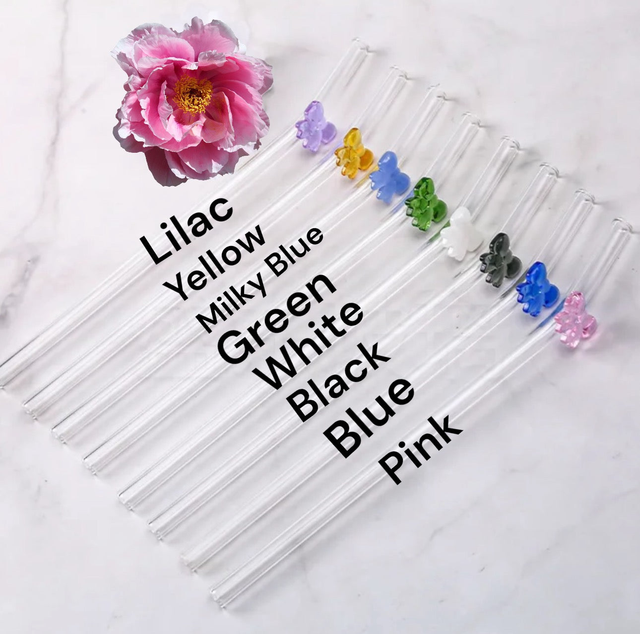 Charming Glass Straws 8''x8mm | Reusable Drinking Straw | Cup Accessory