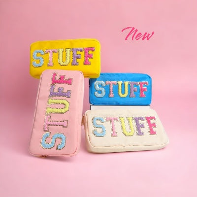 Now Available Alphabet Embroidery Patch Nylon Cosmetic Bag - "STUFF"