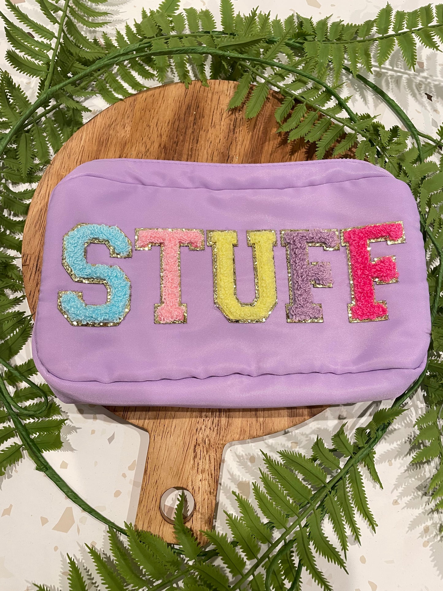 Now Available Alphabet Embroidery Patch Nylon Cosmetic Bag - "STUFF"
