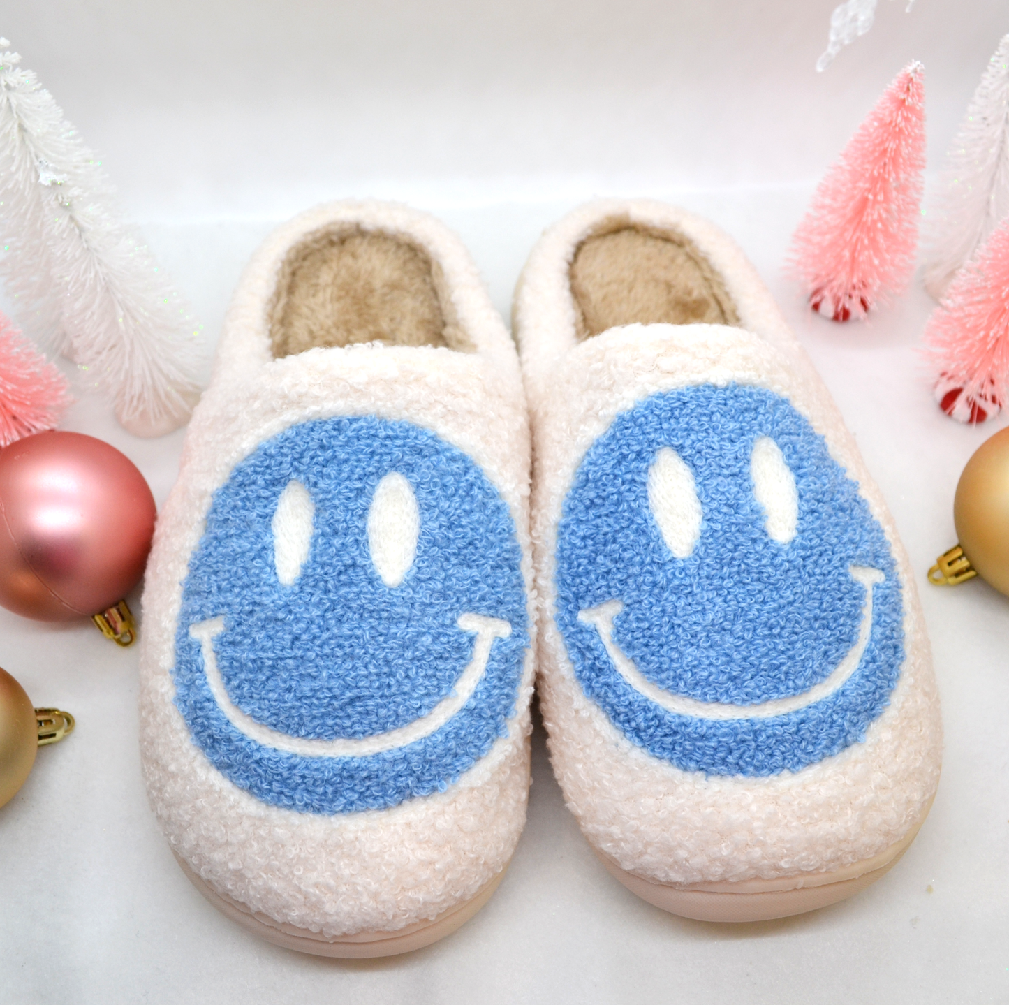 Cozy Slippers- Smiley Blue