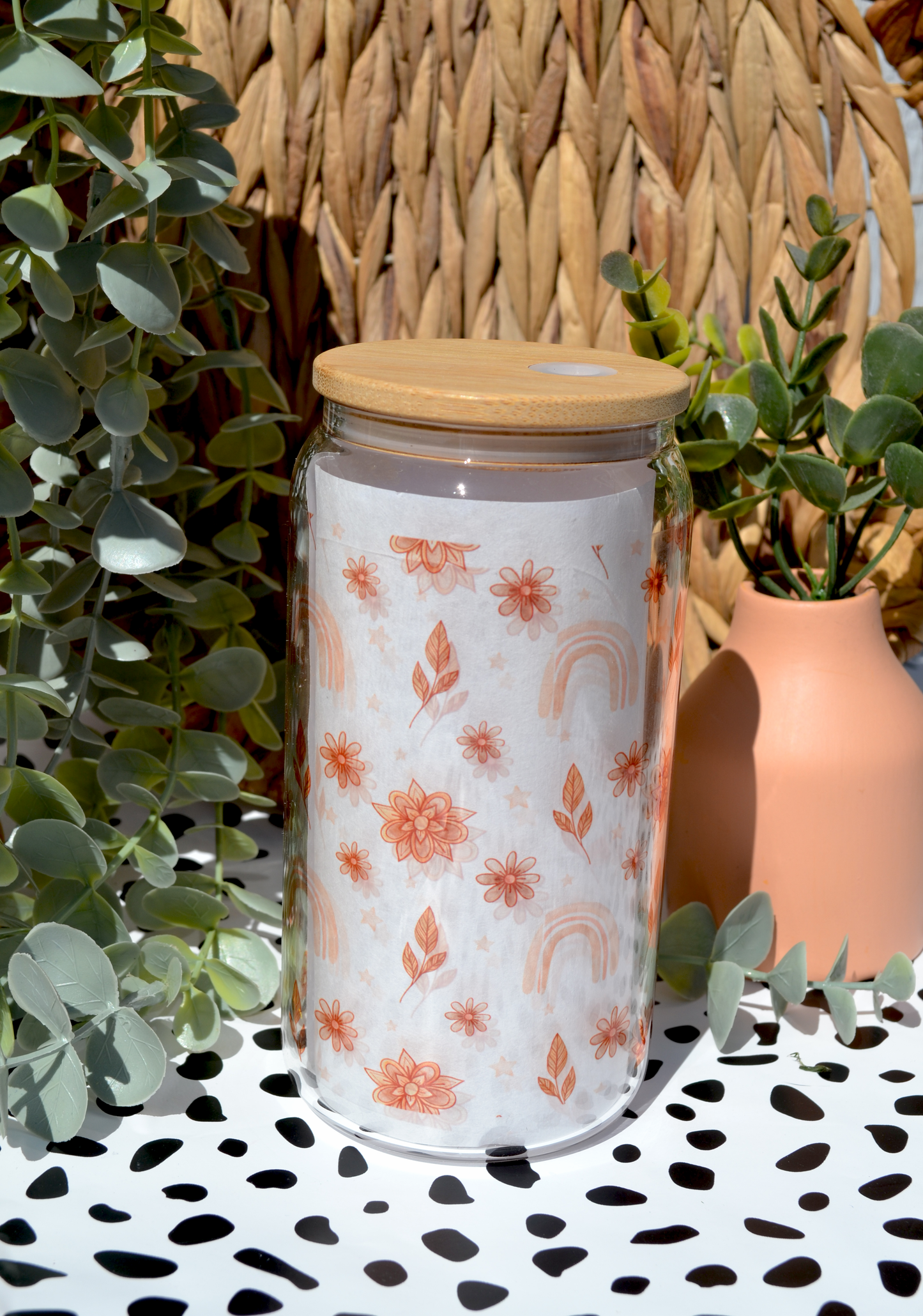 Custom/Personalized Cup - Mug/Libbey Cup/Glass -Boho Blessed Boho Rainbow Flowers