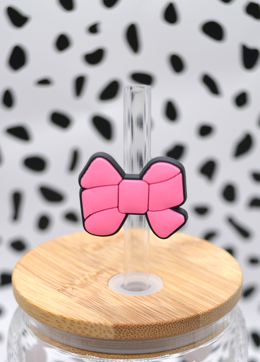 Straw Charm - Pink Bow