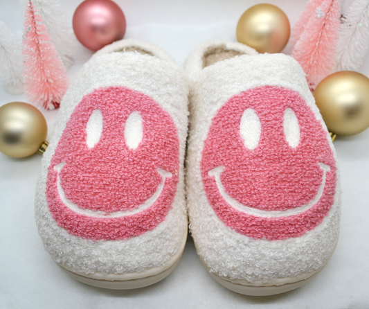Cozy Slippers- Smiley Pink